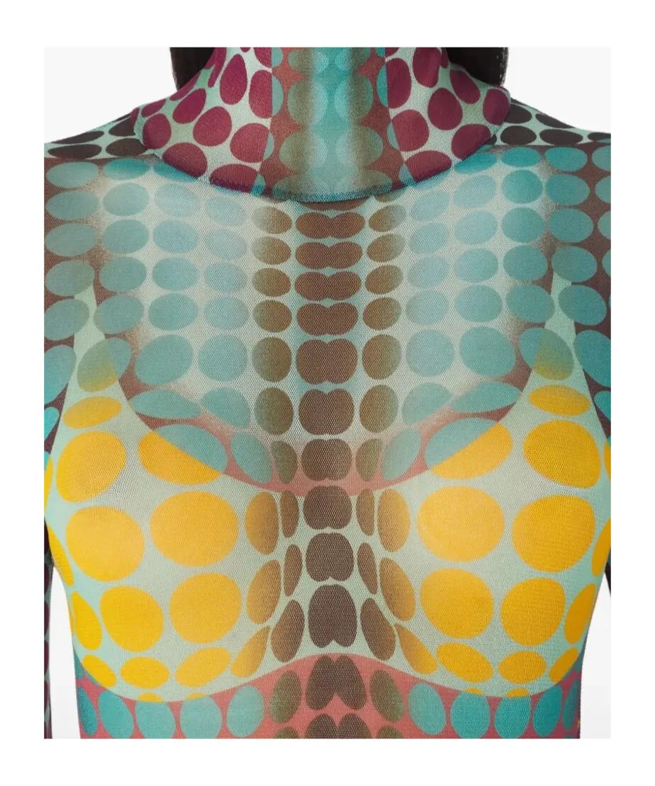 High-Neck Dots-Print Top