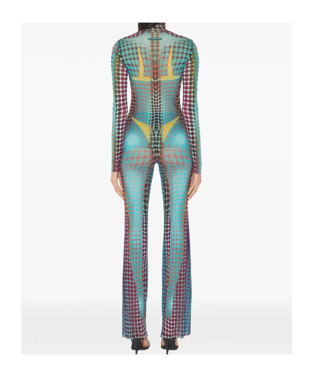 High-Neck Dots-Print Top