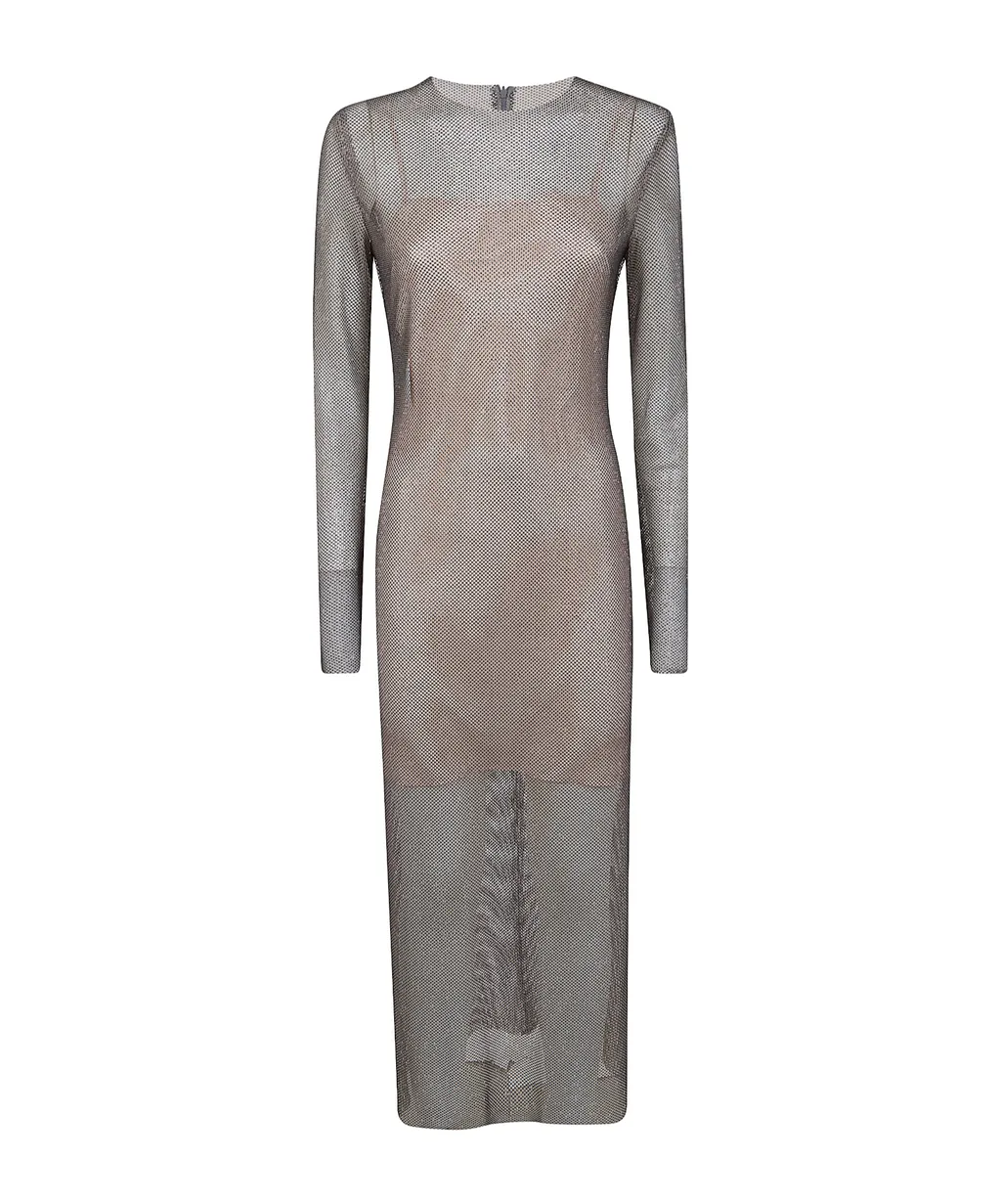 Alberta Ferretti Long Sleeved Net Midi Dress