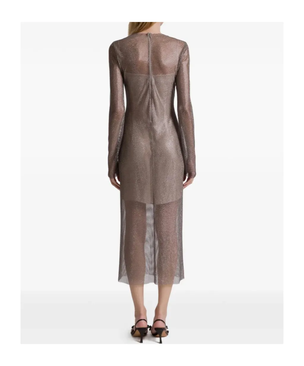 Alberta Ferretti Long Sleeved Net Midi Dress
