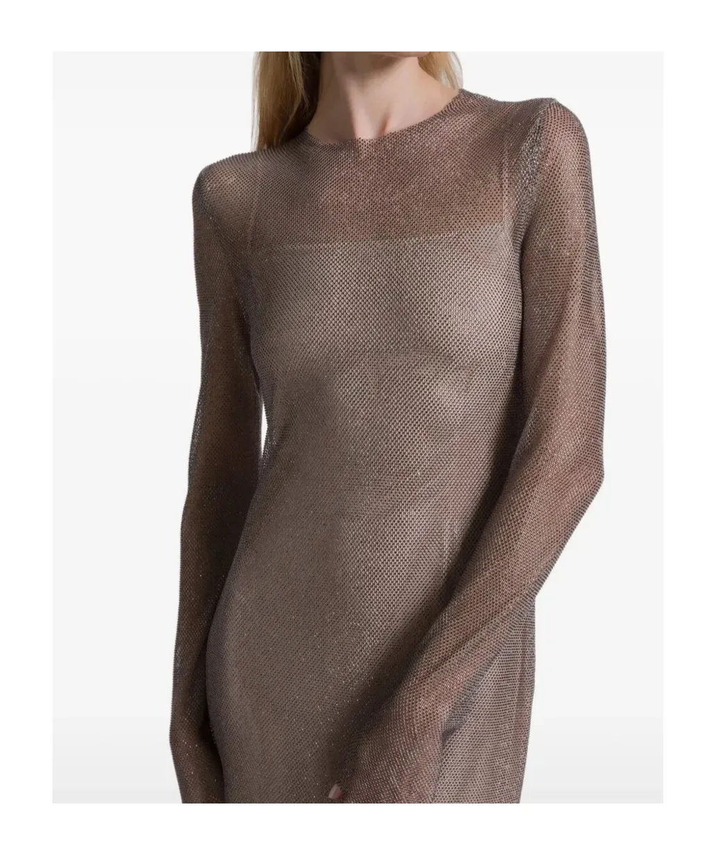 Alberta Ferretti Long Sleeved Net Midi Dress