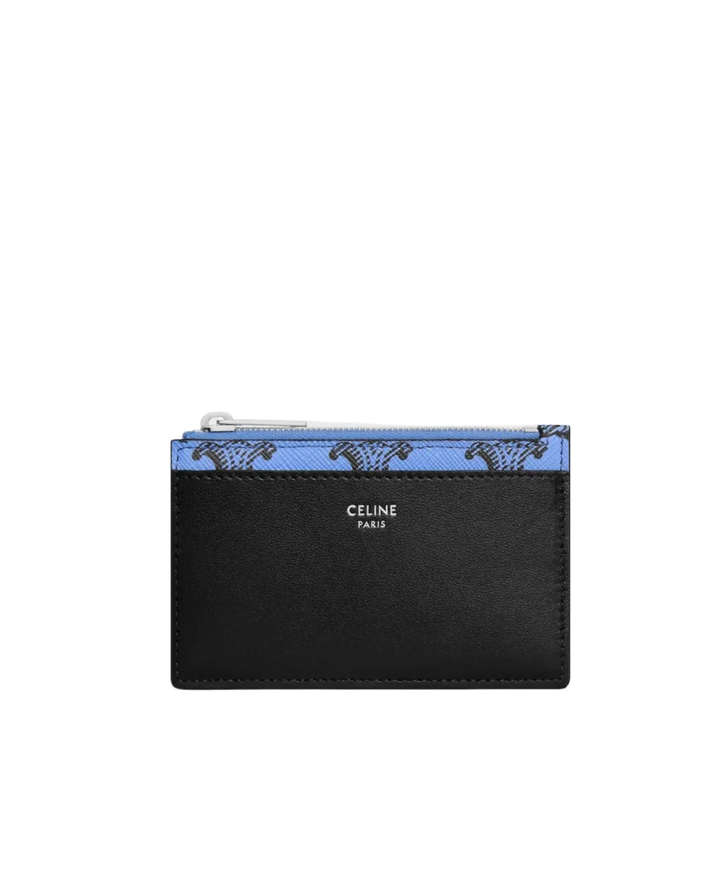 Zipped Card Holder In Triomphe Canvas And Lambskin