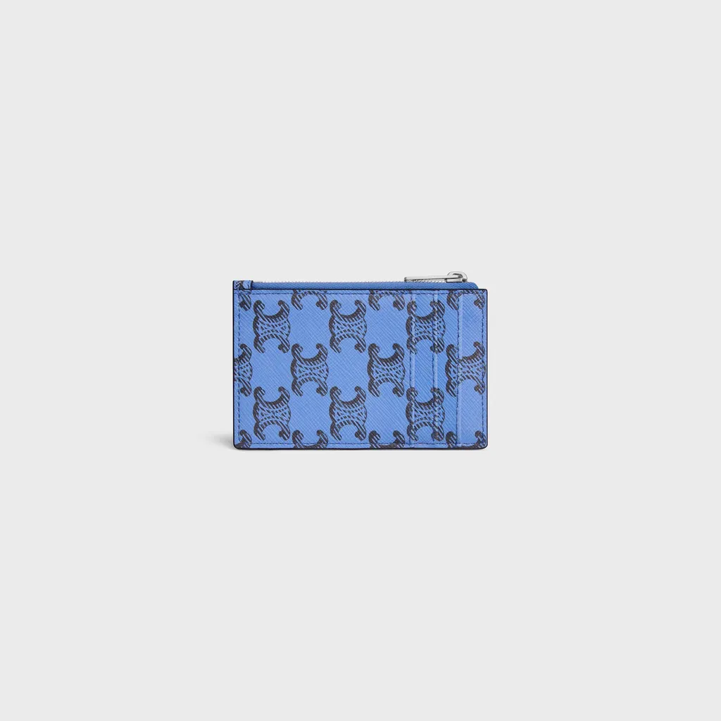 Zipped Card Holder In Triomphe Canvas And Lambskin