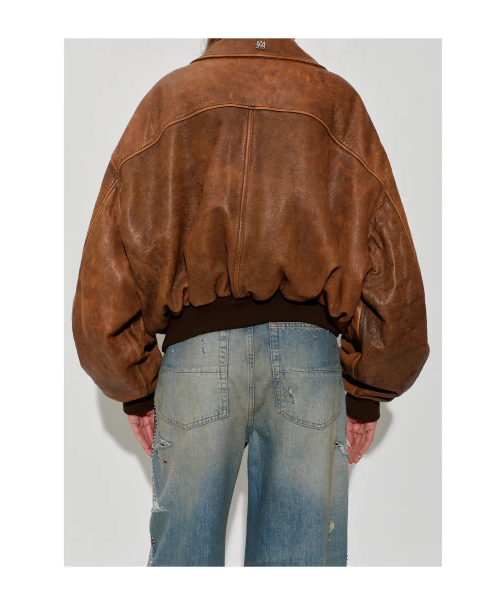 Pockets Zip-Up Leather Jacket