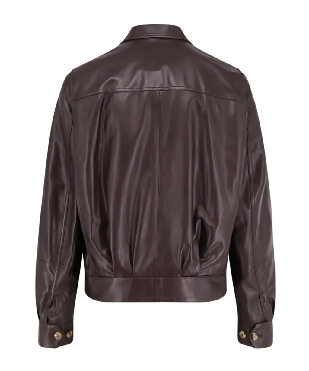 Patch-Pockets Leather Jacket