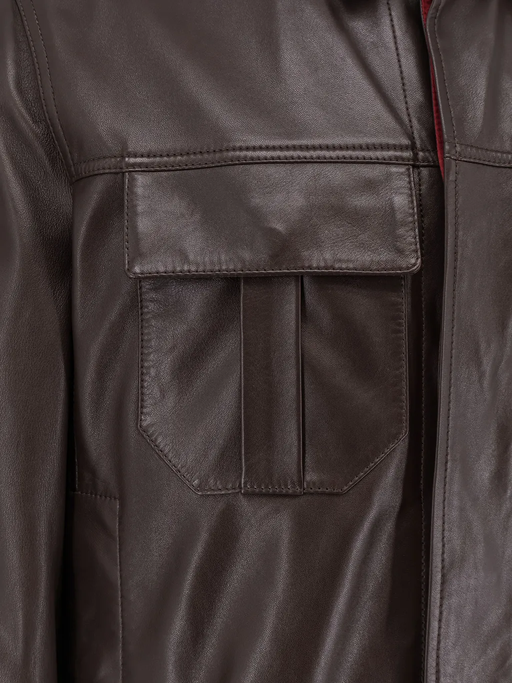 Patch-Pockets Leather Jacket