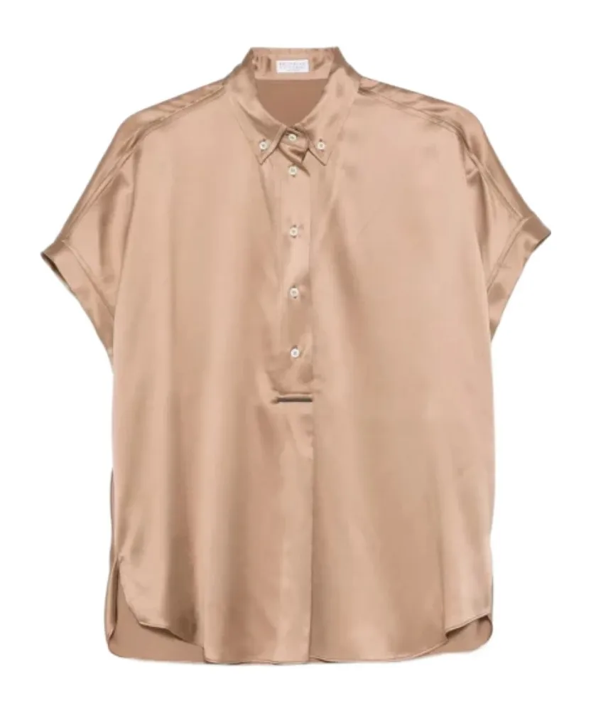 Brunello Cucinelli Short-Sleeved Buttoned Blouse