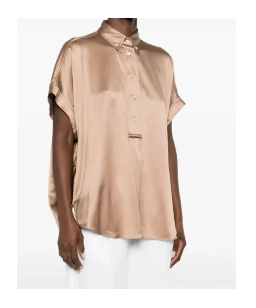 Brunello Cucinelli Short-Sleeved Buttoned Blouse