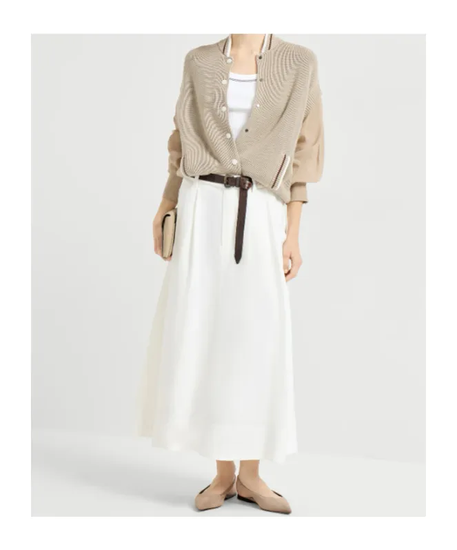 Brunello Cucinelli Monili Detailed A-Line Midi Skirt