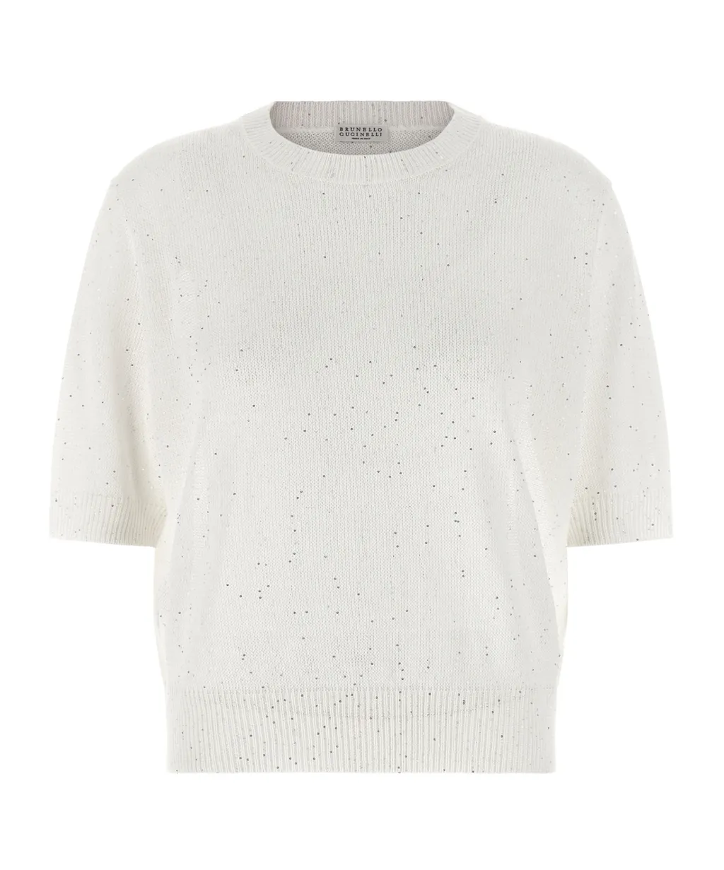 Brunello Cucinelli Sequined Short-Sleeve Jumper