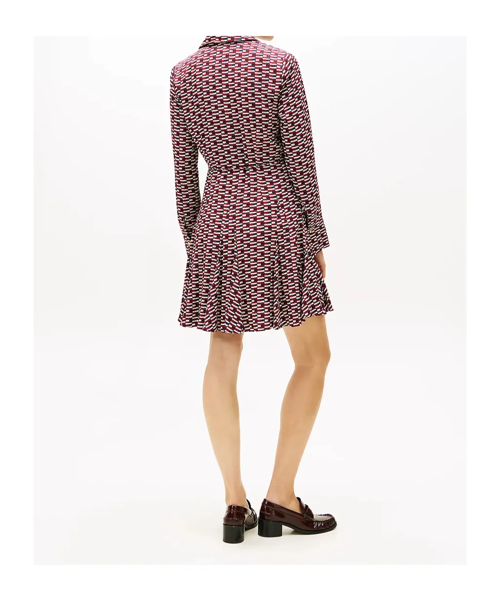 Self-Belted Slim-Fit Mini Shirt Dress