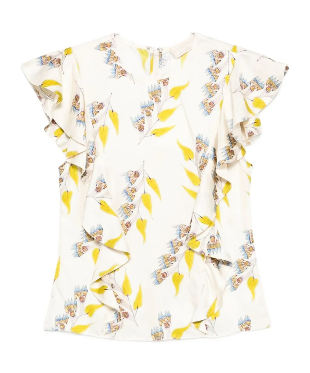Ruffled Print Cover-Up