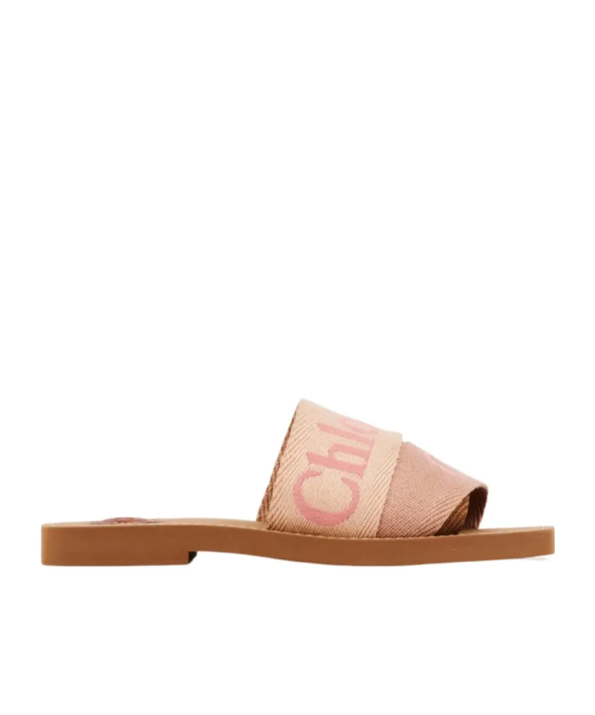 Chlo Woody Logo Embroidered Sandals