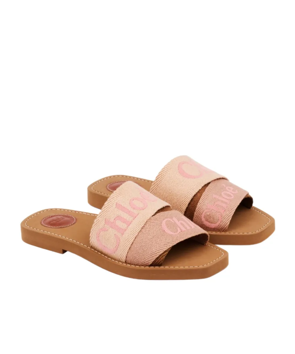 Chlo Woody Logo Embroidered Sandals