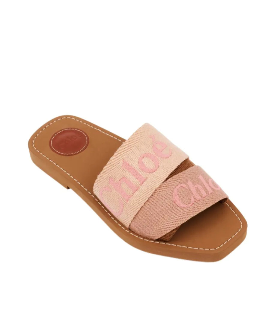 Chlo Woody Logo Embroidered Sandals