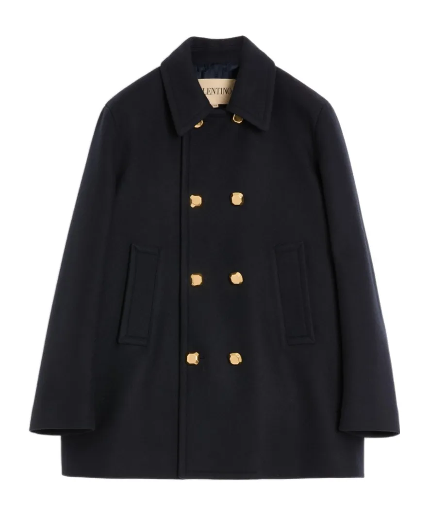 Valentino Double-Breasted Wool Felt Coat
