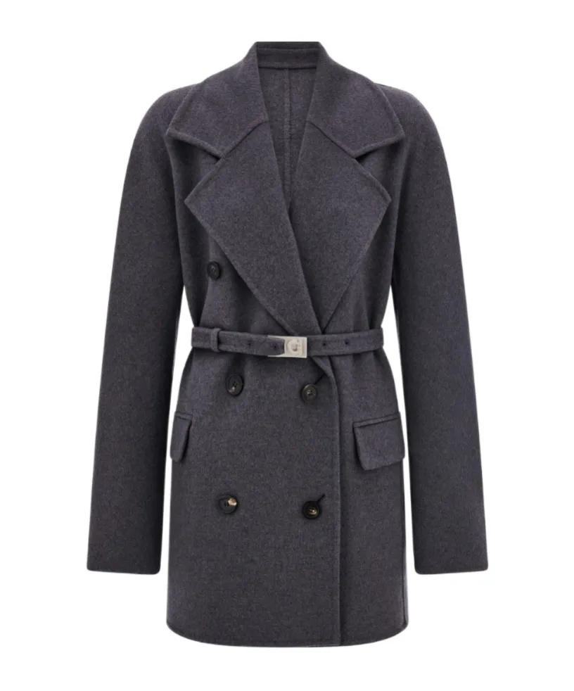 Ferragamo Double Breasted Belted Long Jacket