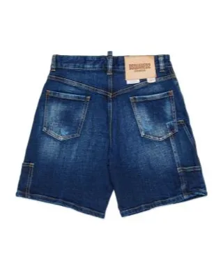 Dsquared2 Kids Logo-Patch Distressed Denim Shorts