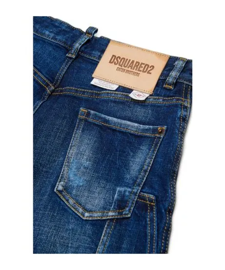 Dsquared2 Kids Logo-Patch Distressed Denim Shorts