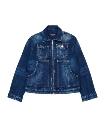 Dsquared2 Kids Zip-Up Distressed Denim Jacket