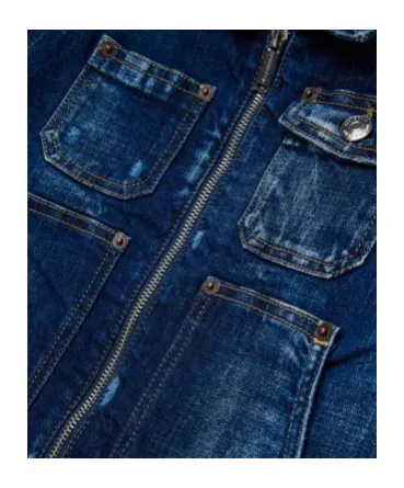 Dsquared2 Kids Zip-Up Distressed Denim Jacket
