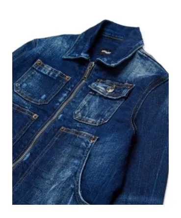 Dsquared2 Kids Zip-Up Distressed Denim Jacket