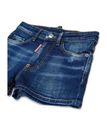 Dsquared2 Kids Logo-Patch Distressed Denim Shorts