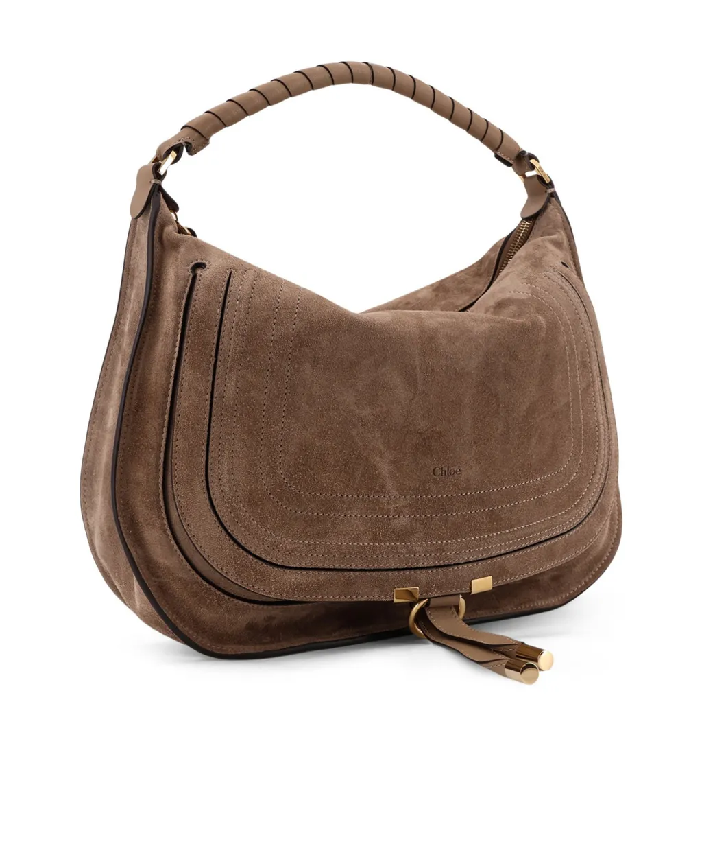 Chlo Logo Debossed Foldover Top Tote Bag