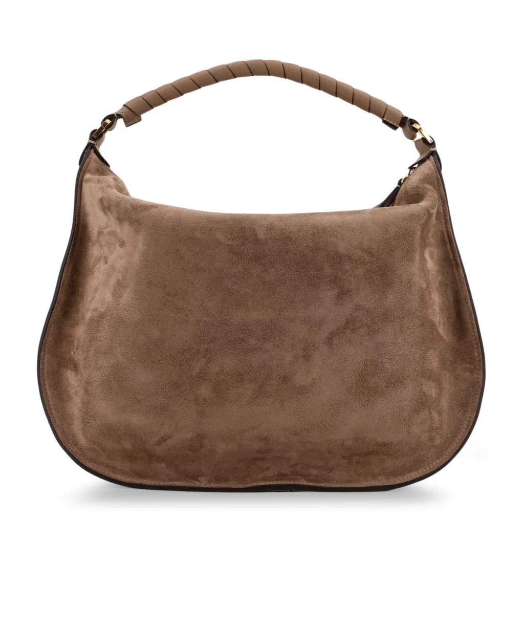Chlo Logo Debossed Foldover Top Tote Bag
