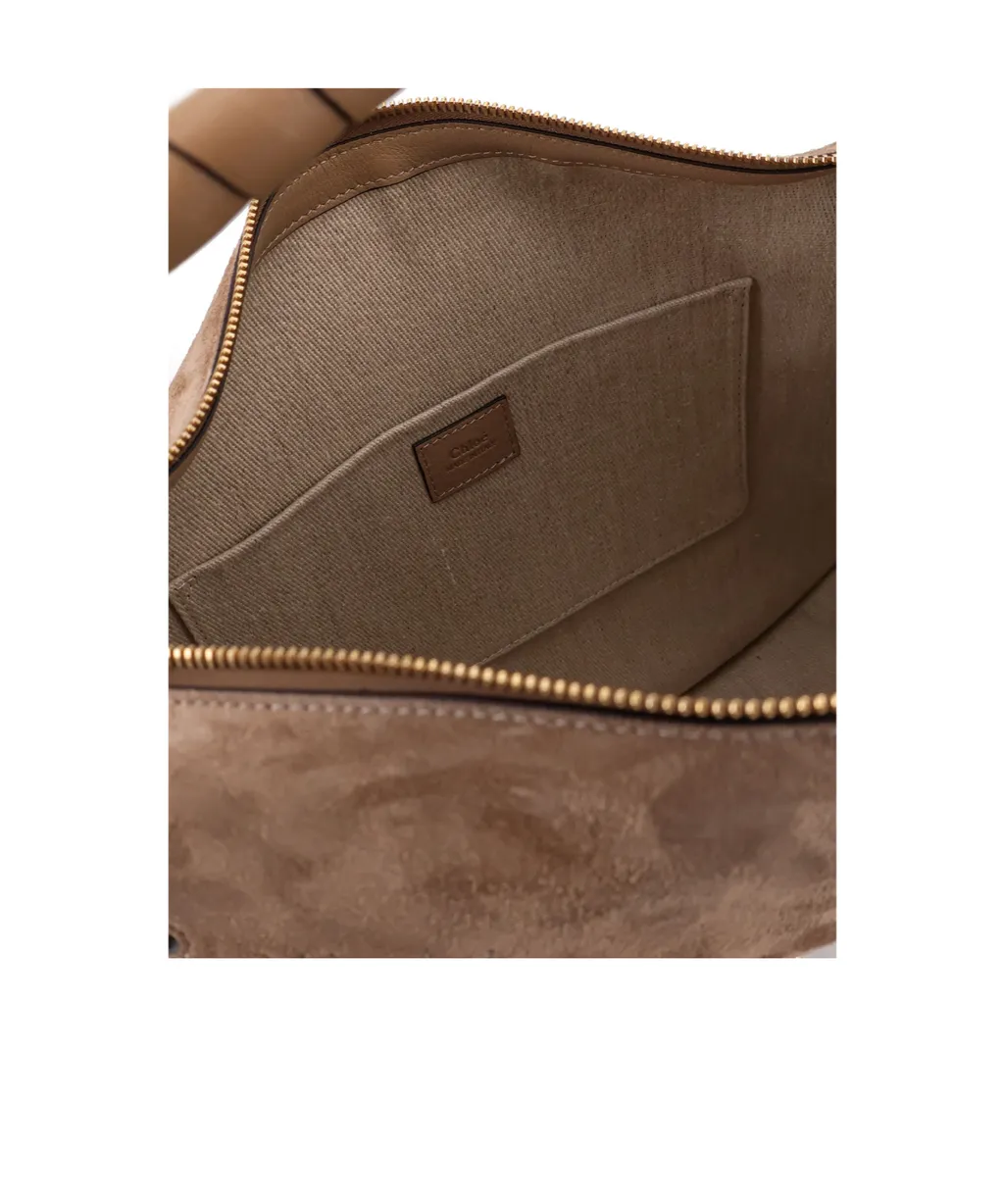 Chlo Logo Debossed Foldover Top Tote Bag