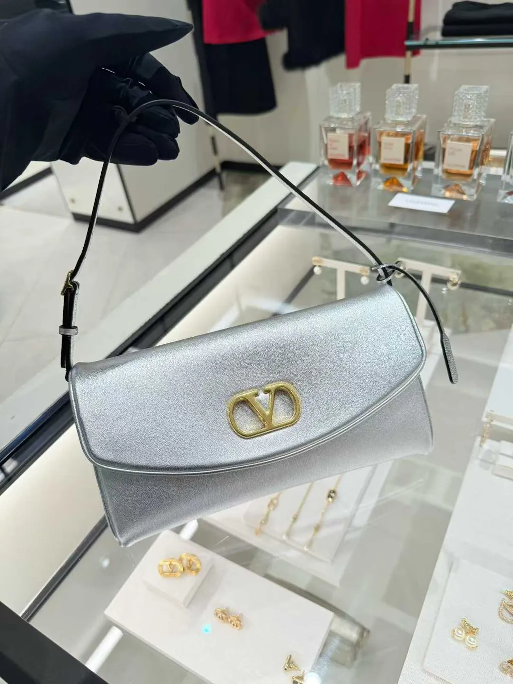 Valentino Garavani Devain Small Shoulder Bag In Laminated Nappa Leather