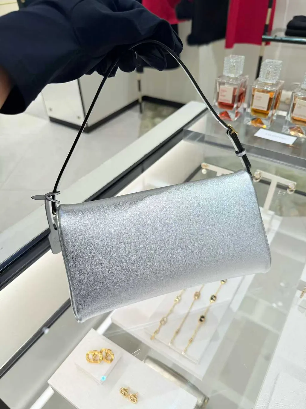 Valentino Garavani Devain Small Shoulder Bag In Laminated Nappa Leather