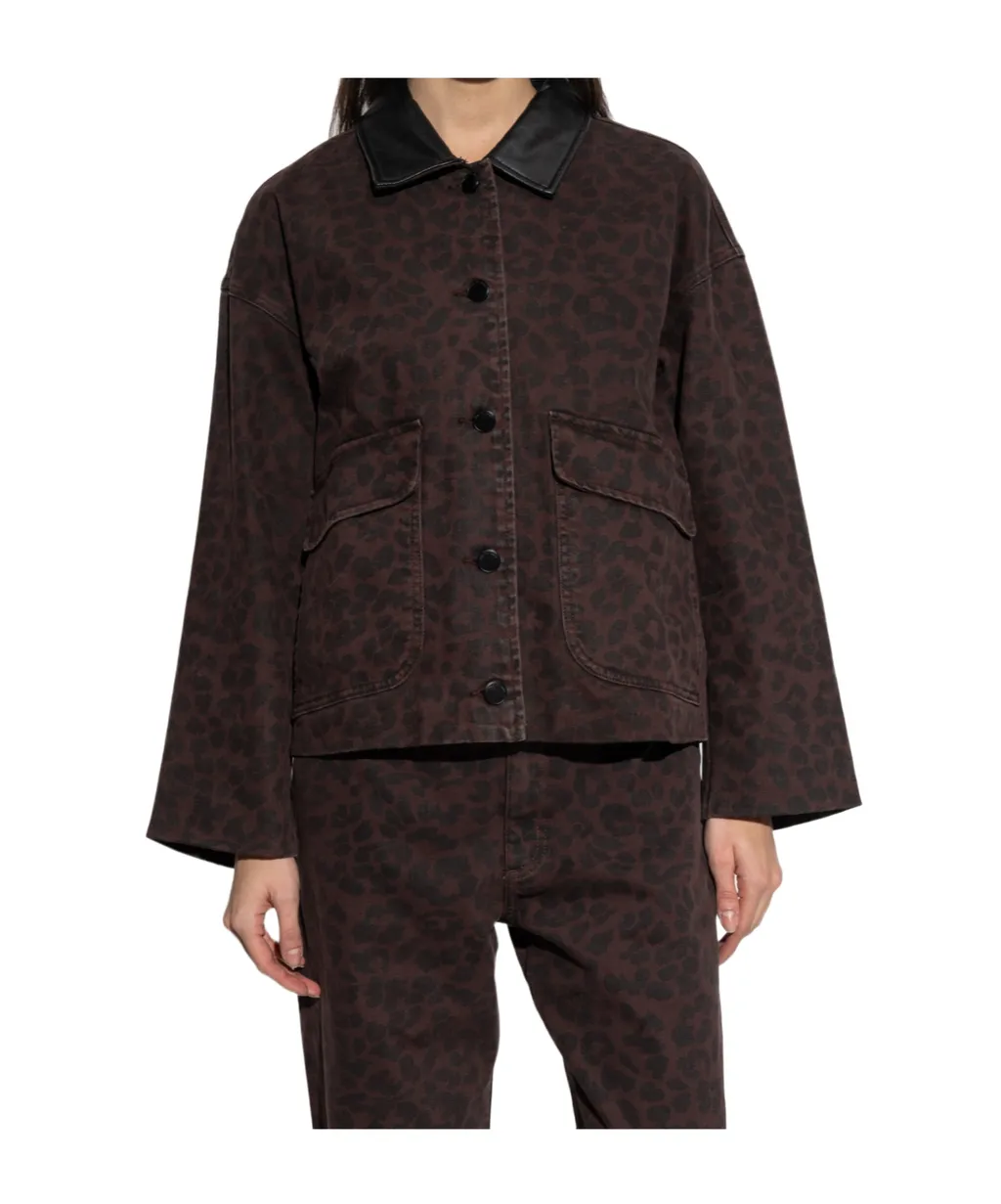 Leopard-Print Collar Jacket