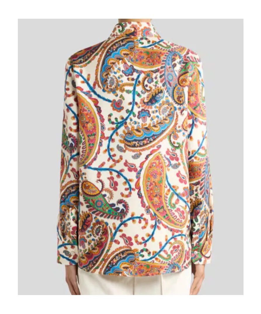 Silk Twill Shirt With Floral Paisley Motif