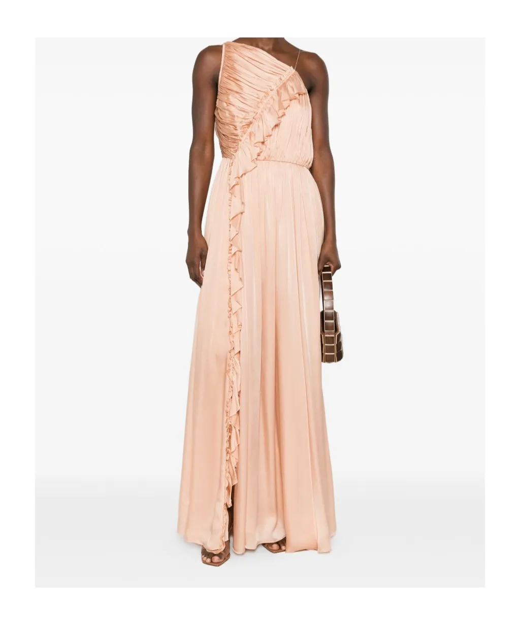 Single-Shoulder Ruffled Long Dress
