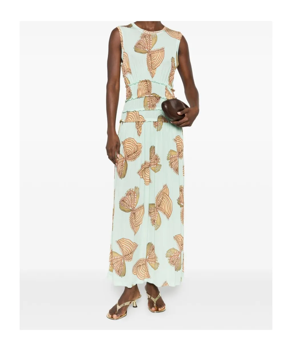 Butterfly-Printed Long Dress