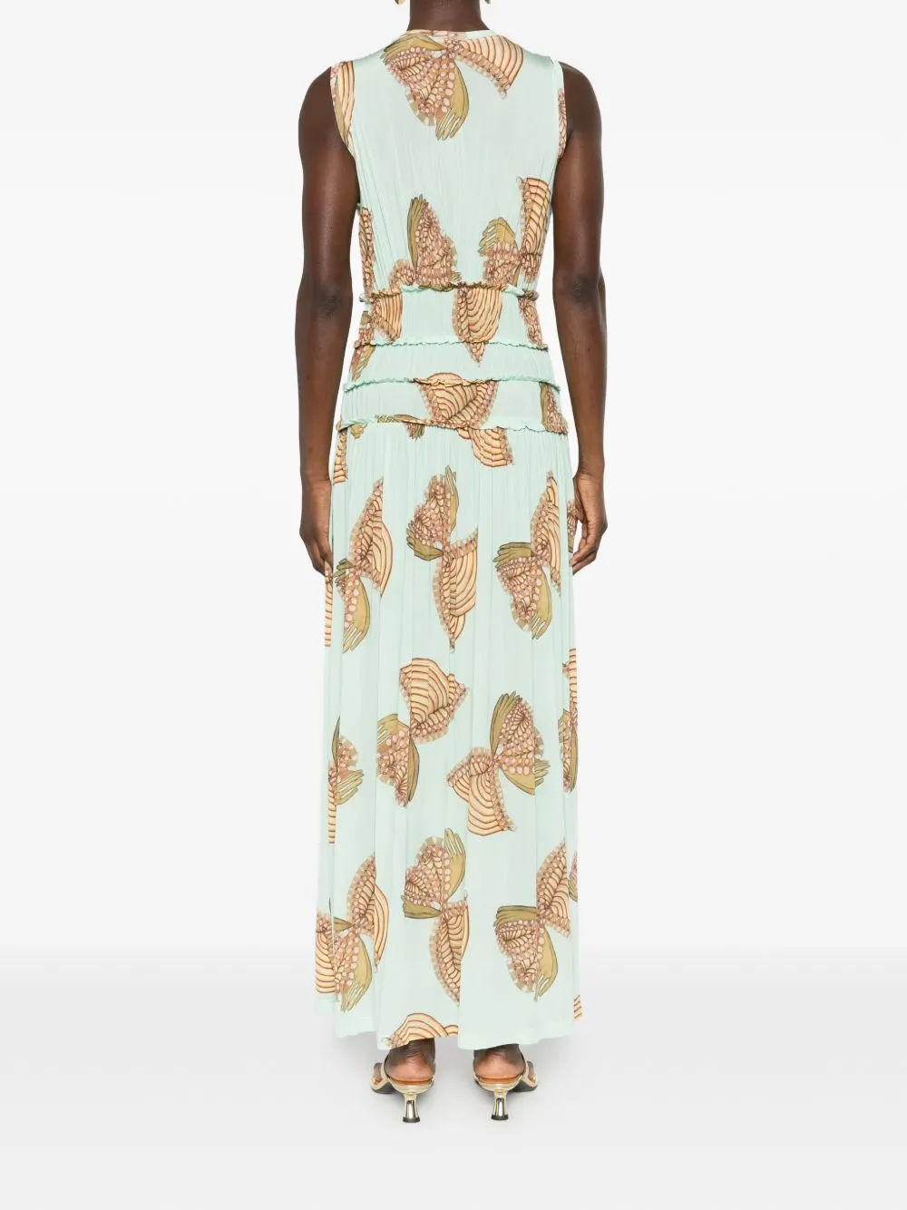 Butterfly-Printed Long Dress
