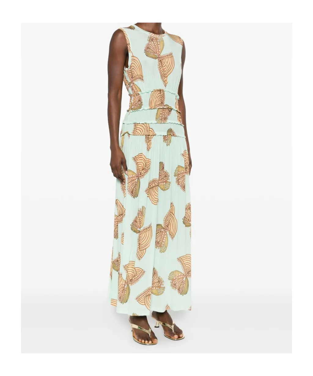 Butterfly-Printed Long Dress