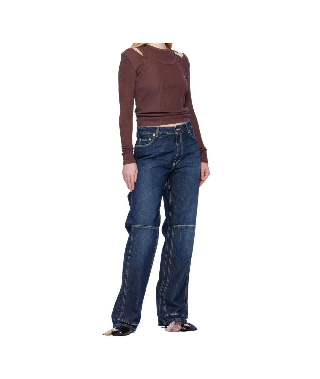 Burgundy Rib Cutout Fastener Top