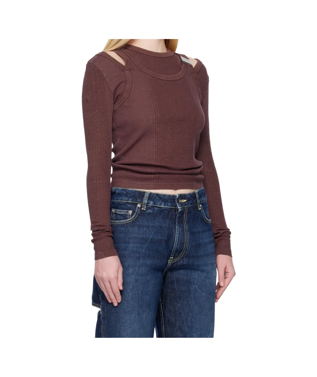 Burgundy Rib Cutout Fastener Top