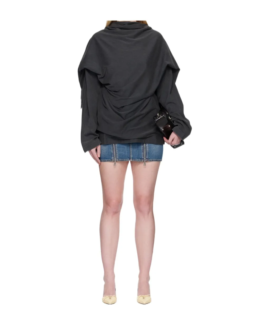 Deconstructed Pleated Scarf Logo T-Shirt