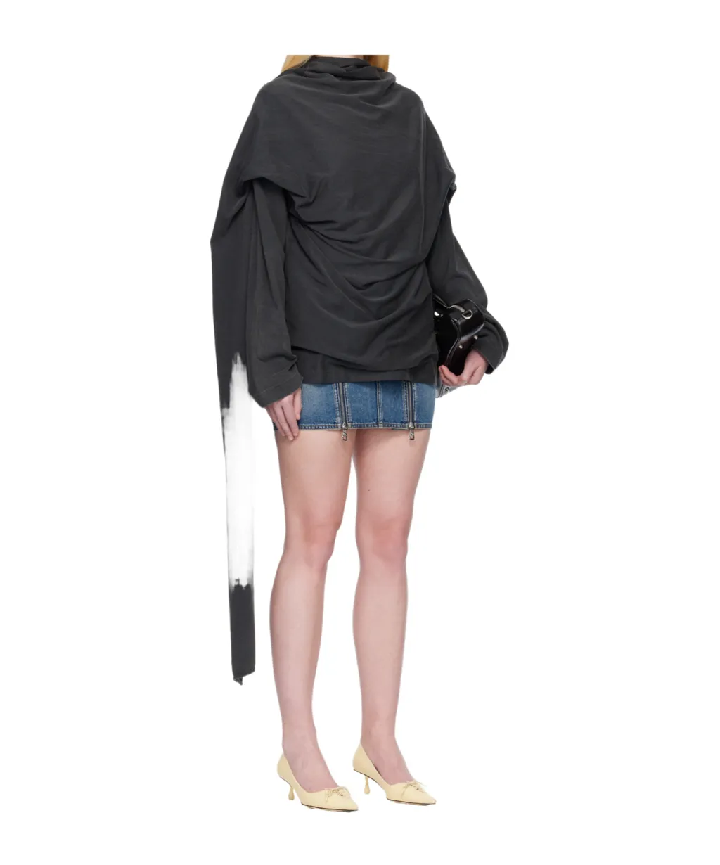 Deconstructed Pleated Scarf Logo T-Shirt