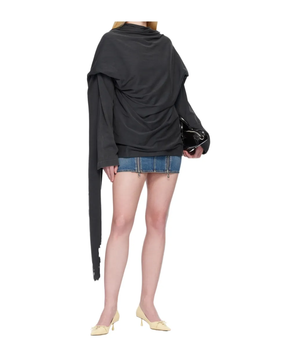 Deconstructed Pleated Scarf Logo T-Shirt