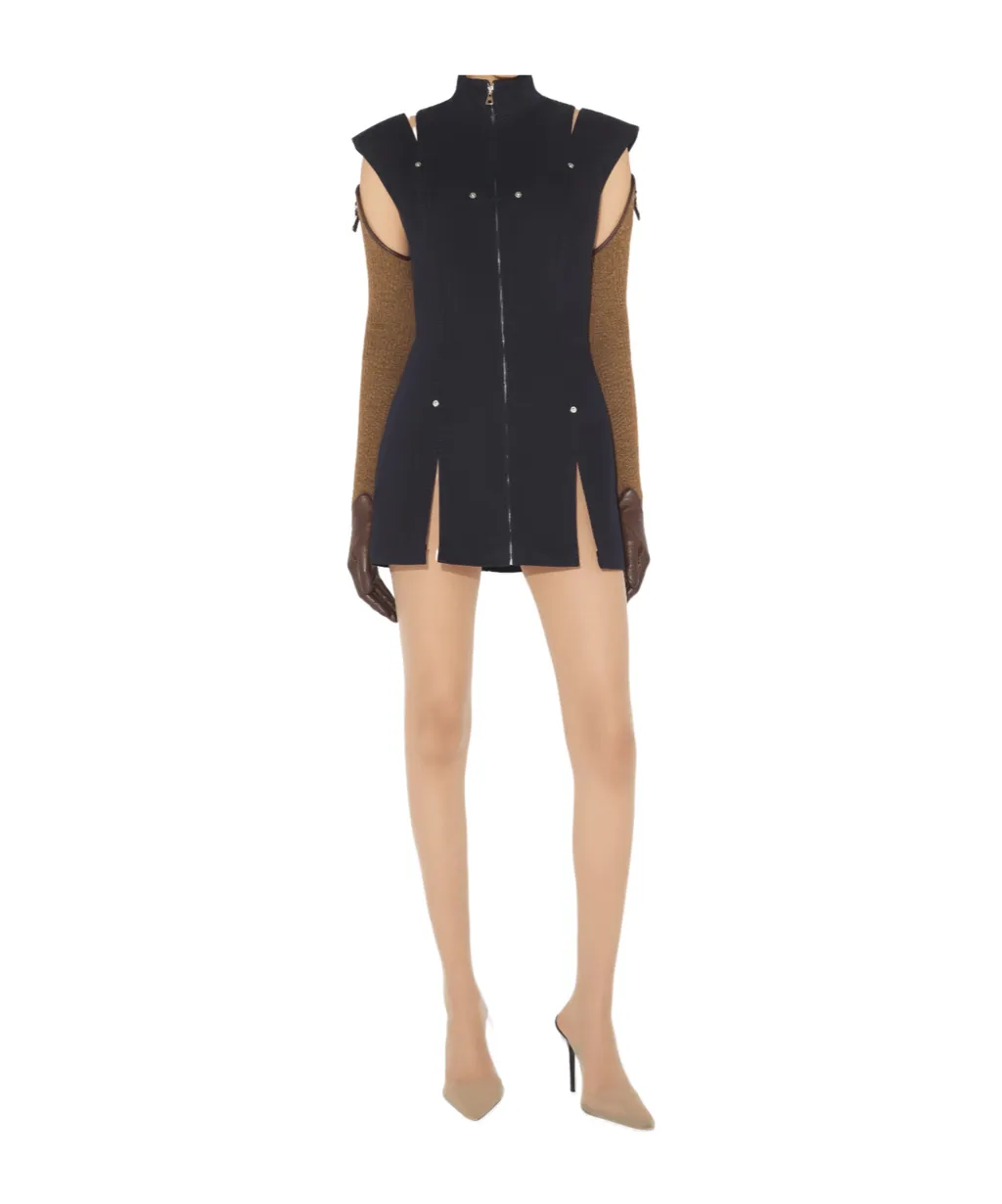Zip-Front Sleeveless Dress