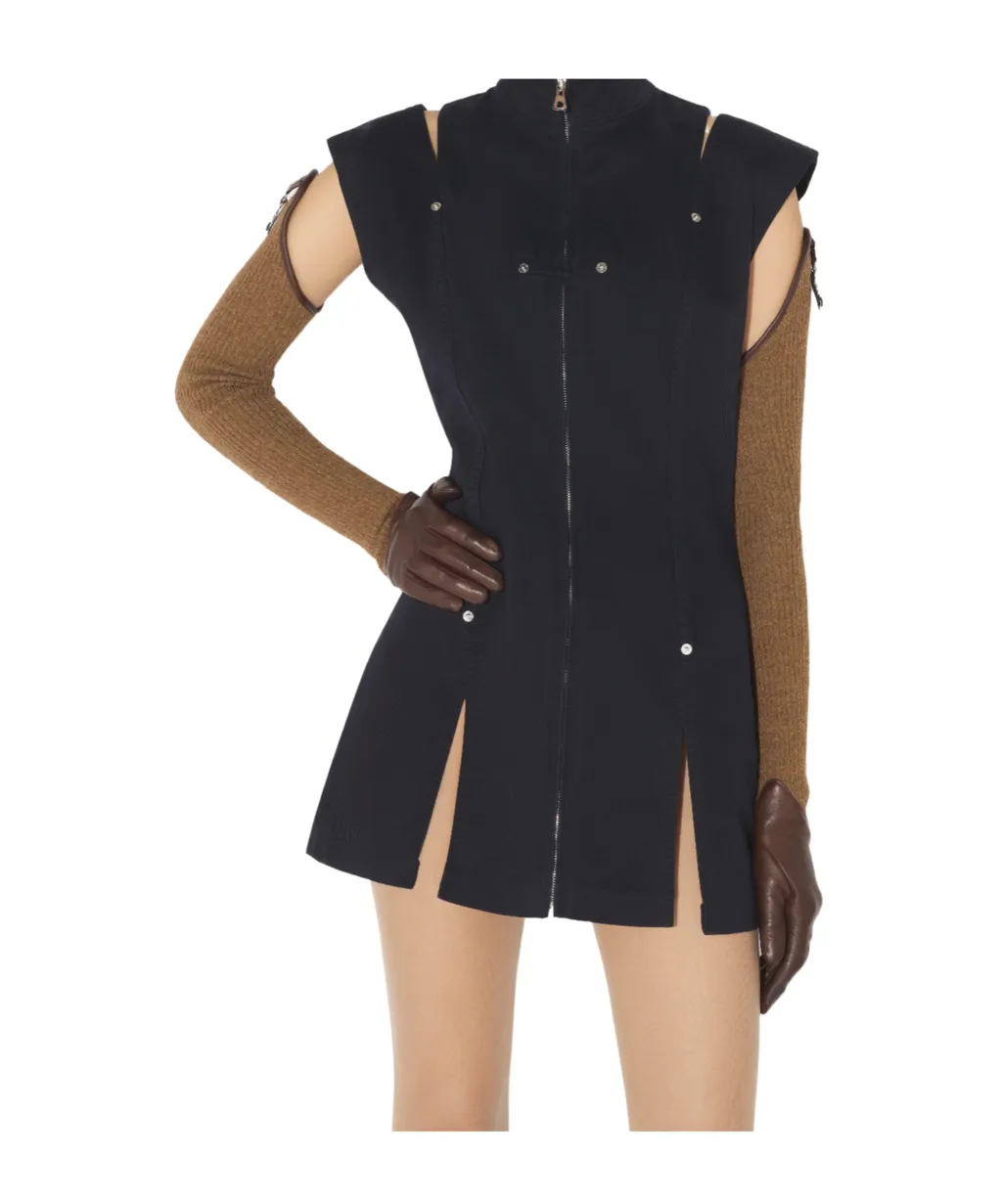 Zip-Front Sleeveless Dress