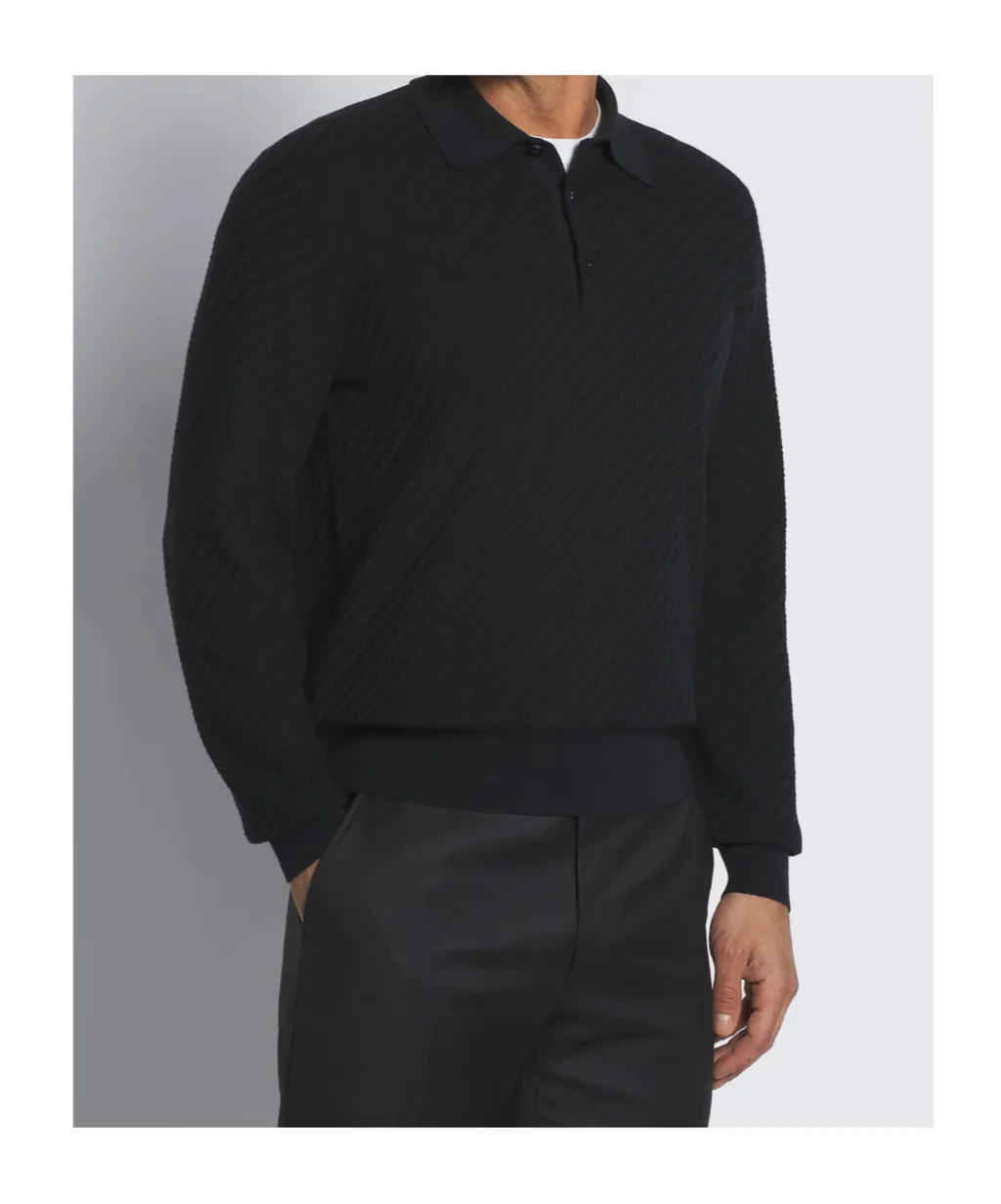 Brioni Interwoven-Knit Long-Sleeved Polo Shirt