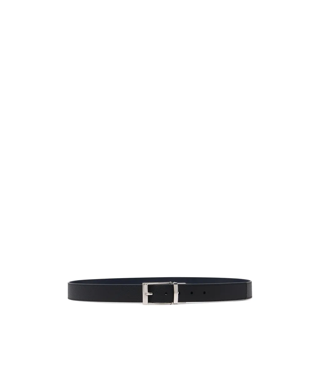 Reversible And Adjustable Belt In Black Leather