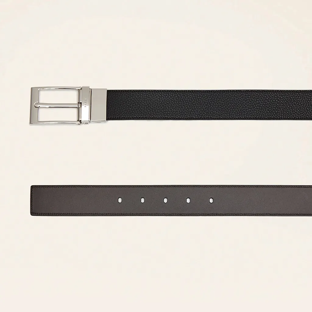 Reversible And Adjustable Belt In Black Leather