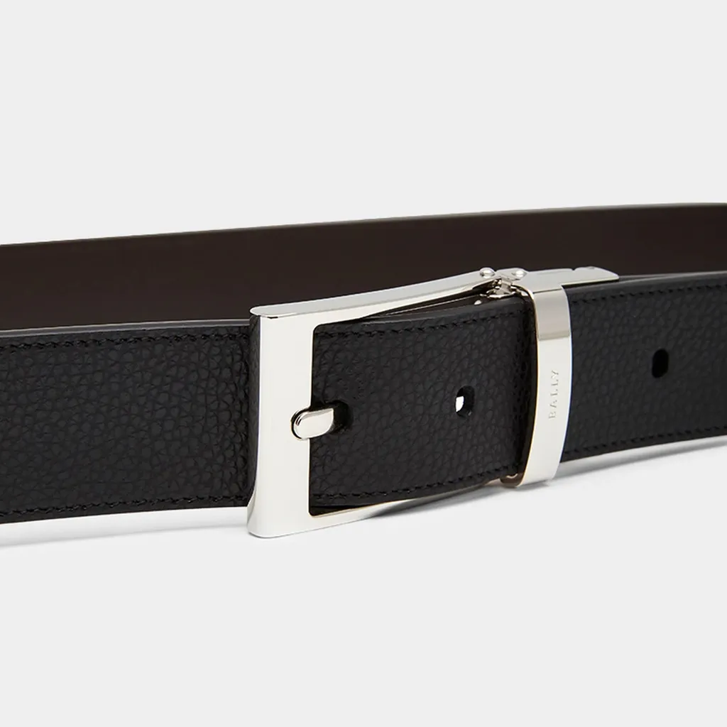 Reversible And Adjustable Belt In Black Leather