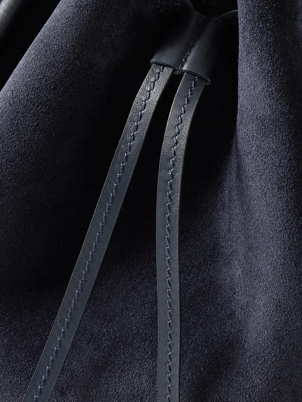 Large Leather-Trimmed Pleated Suede Handbag
